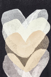 Product shot of the Heart 3/4 Sleeve Cotton Jumper in colour Blackbeige (Black), detail