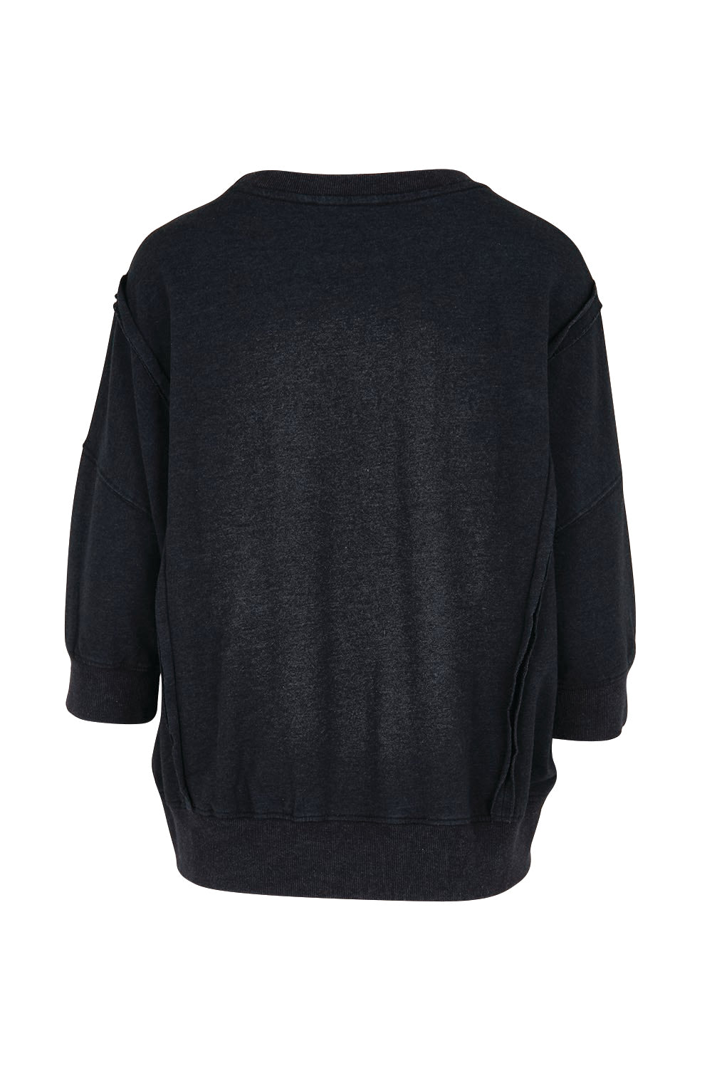 Product shot of the Heart 3/4 Sleeve Jumper – Blackblue in colour Blackblue, from the back