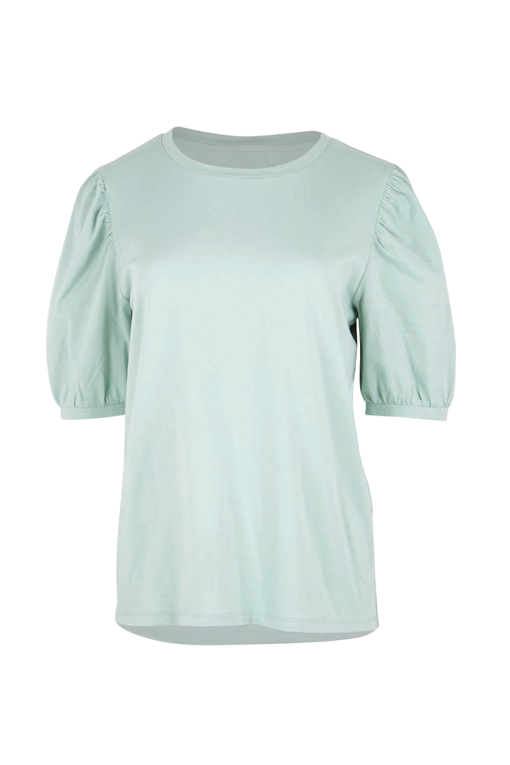 Product shot of the Cotton Jersey Puff Sleeve Top – Lightsage in colour Lightsage, from the front