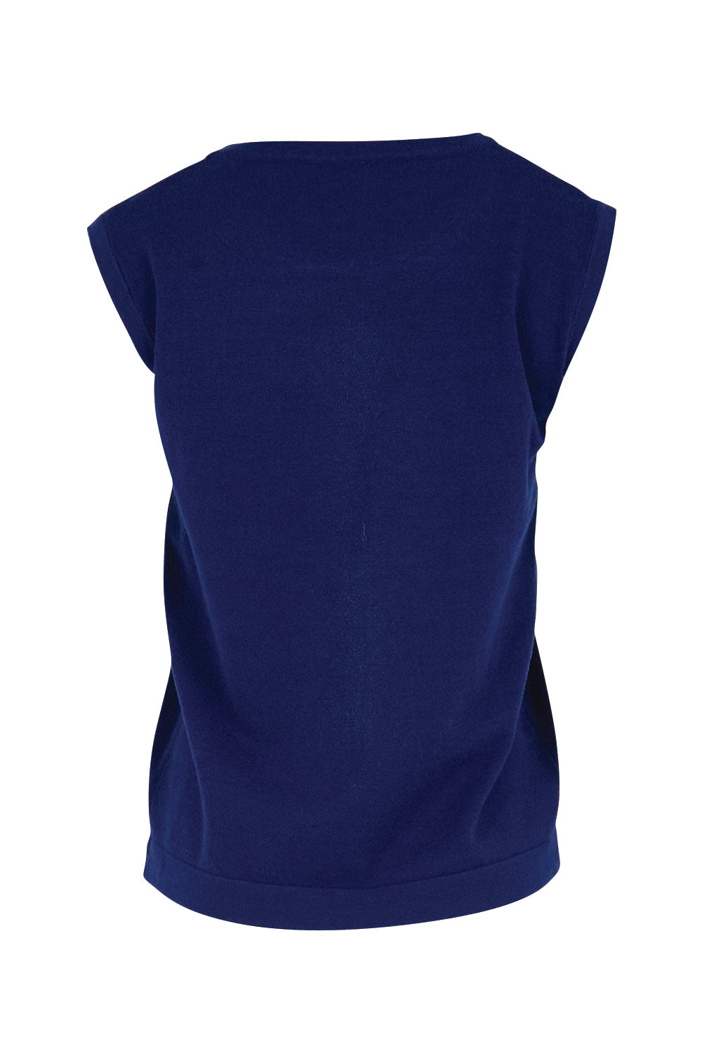 Product shot of the Knit Tank – Navy in colour Navy, from the back