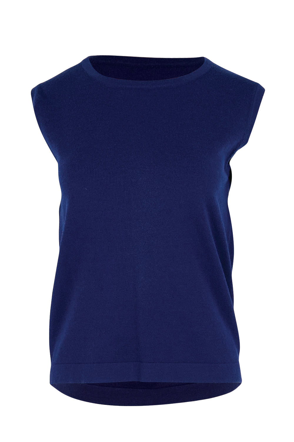Product shot of the Knit Tank – Navy in colour Navy, from the front