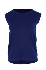 Product shot of the Knit Tank – Navy in colour Navy, from the front