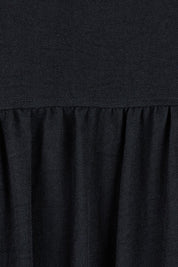 Product shot of the Viscose Linen Short Sleeve Dress in colour Black (Black), detail