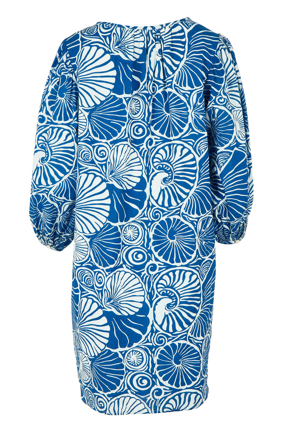 Product shot of the Cotton Sundress in colour Shell (Blue), from the back