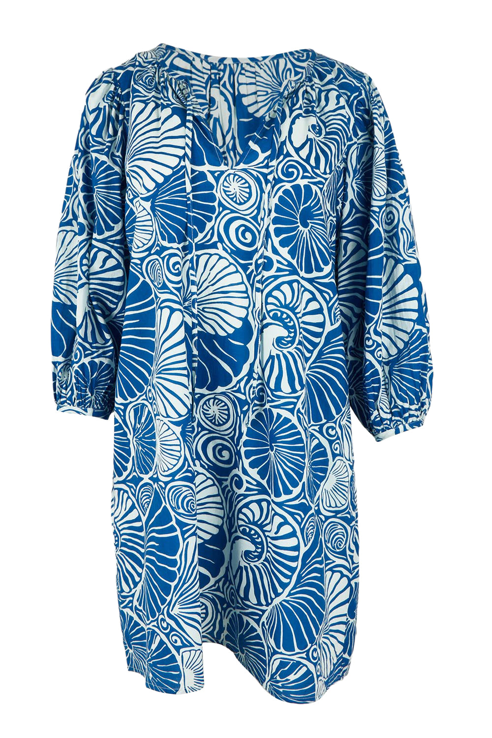 Product shot of the Cotton Sundress in colour Shell (Blue), from the front