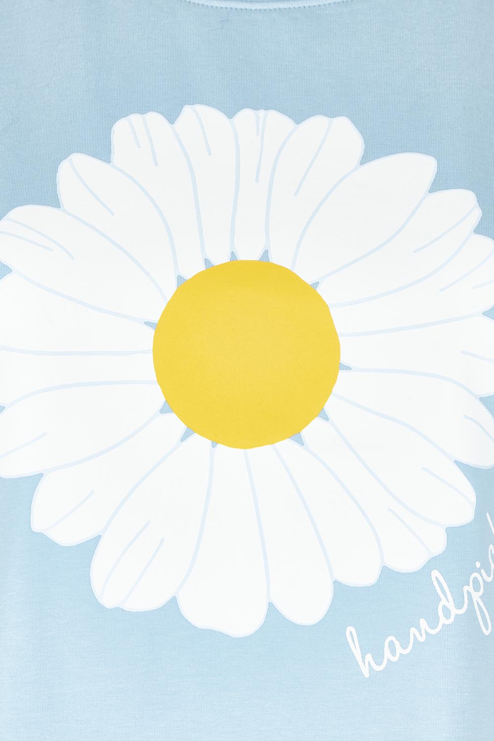 Product shot of the Cotton Daisy Tee in colour Blue (Blue), detail