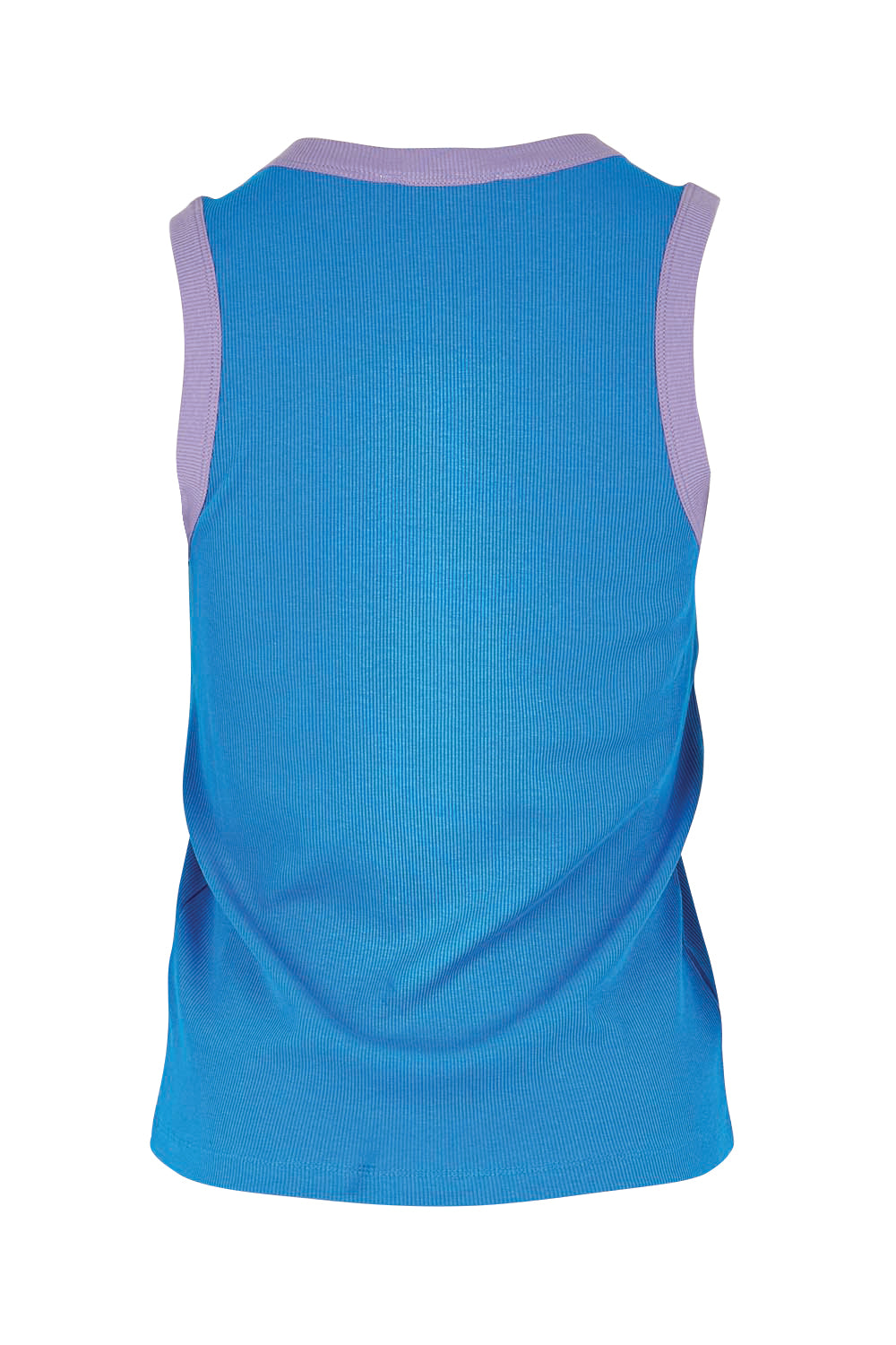Product shot of the Cotton Blend Tank Top – Blue in colour Blue, from the back
