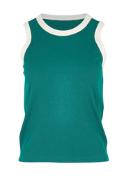 Product shot of the Cotton Blend Tank Top – Green in colour Green, from the front