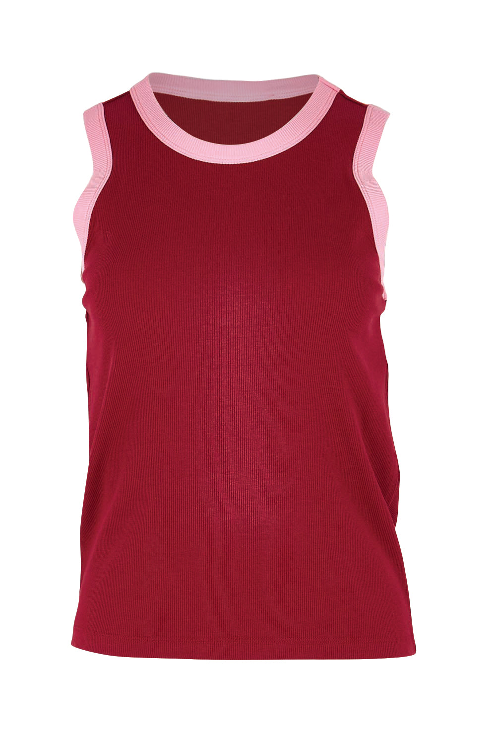 Product shot of the Cotton Blend Tank Top – Wine in colour Wine, from the front