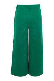 Product shot of the Cropped Denim Patch Pocket Jean in colour Green (Green), from the back