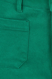 Product shot of the Cropped Denim Patch Pocket Jean in colour Green (Green), detail