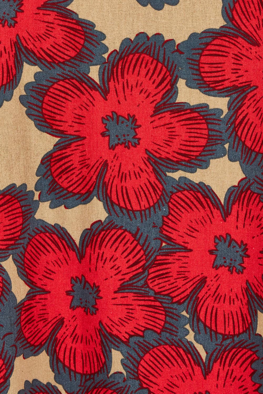 Product shot of the Cotton Frill Hem Dress in colour Poppy (Red), detail