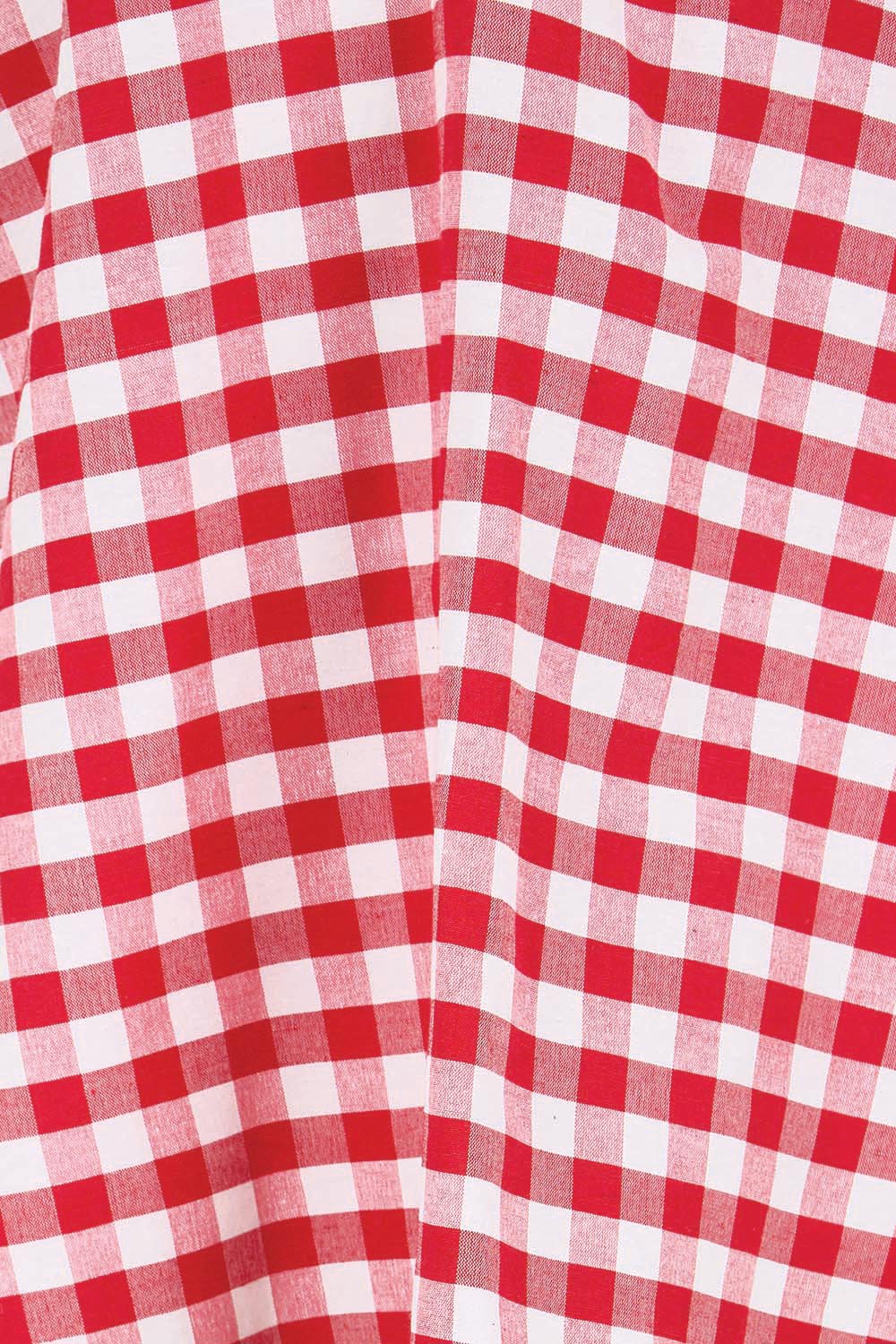 Product shot of the Cotton Gingham Blouse – Red in colour Red, showing detail