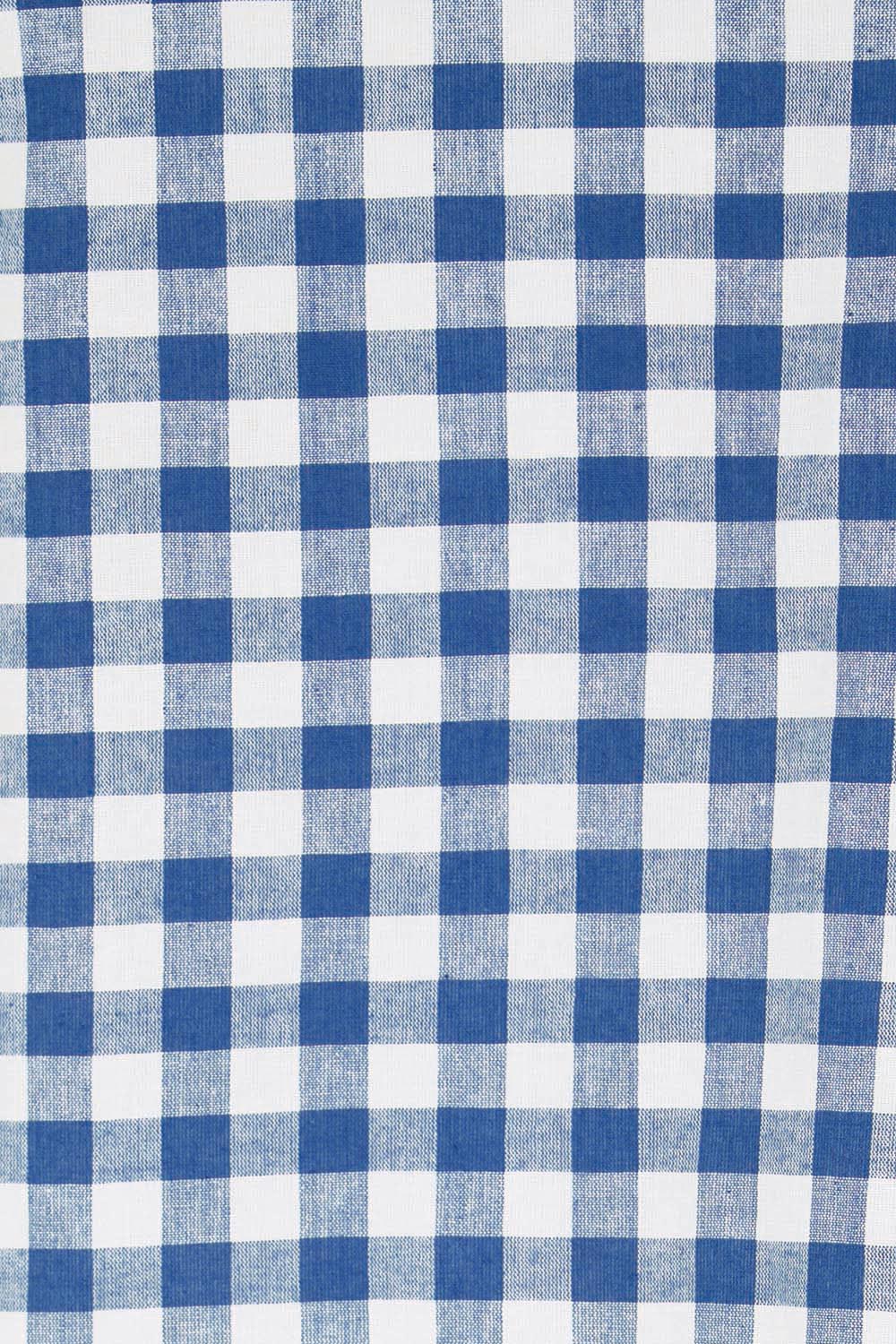 Product shot of the Cotton Gingham Frill Blouse – Blue in colour Blue, showing detail