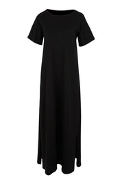 Product shot of the Cotton Jersey T-Shirt Dress – Black in colour Black, from the front