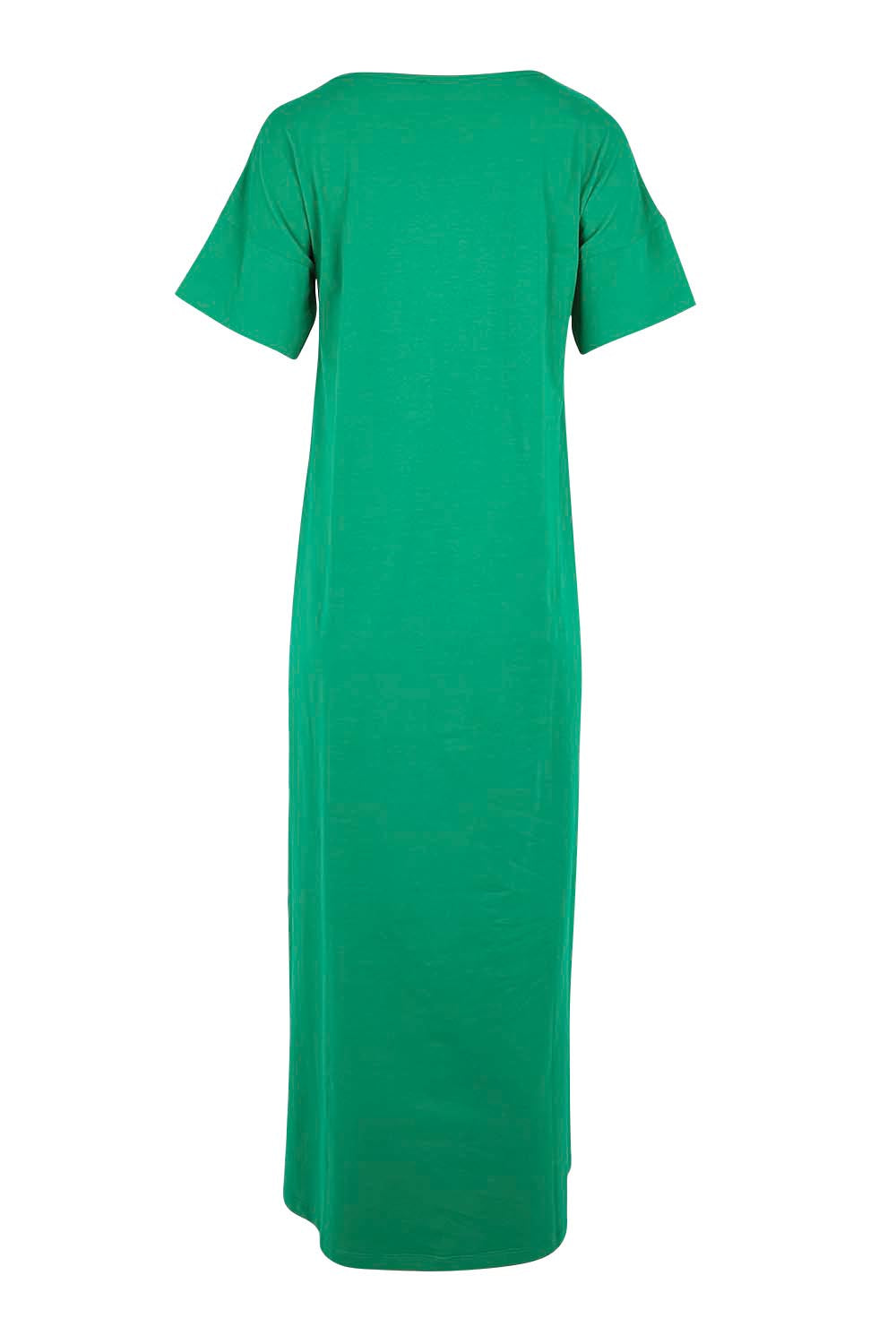 Product shot of the Cotton Jersey T-Shirt Dress – Green in colour Green, from the back