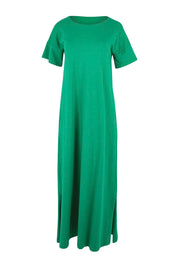 Product shot of the Cotton Jersey T-Shirt Dress – Green in colour Green, from the front