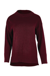 Product shot of the Cotton Wool Cashmere Jumper – Burgundy in colour Burgundy, from the front