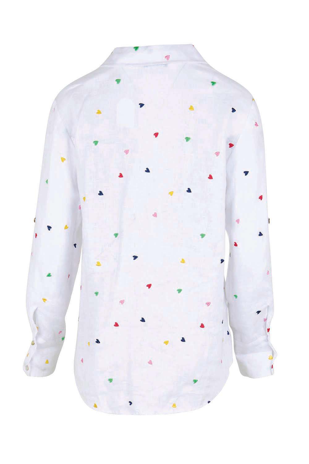 Product shot of the Linen Embroided Shirt – White in colour White, from the back