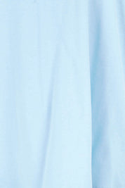 Product shot of the Embroided Sleeve Tee – Blue in colour Blue, showing detail