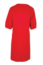 Product shot of the Cotton Jersey Relaxed Dress – Red in colour Red, from the back