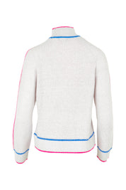 Product shot of the Raglan Pullover Jumper in colour Palesnow, from the back