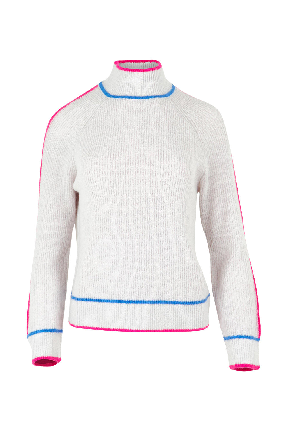 Product shot of the Raglan Pullover Jumper in colour Palesnow, from the front