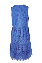 Product shot of the Lauren Eyelet Dress in colour Amparoblue (Blue), from the back
