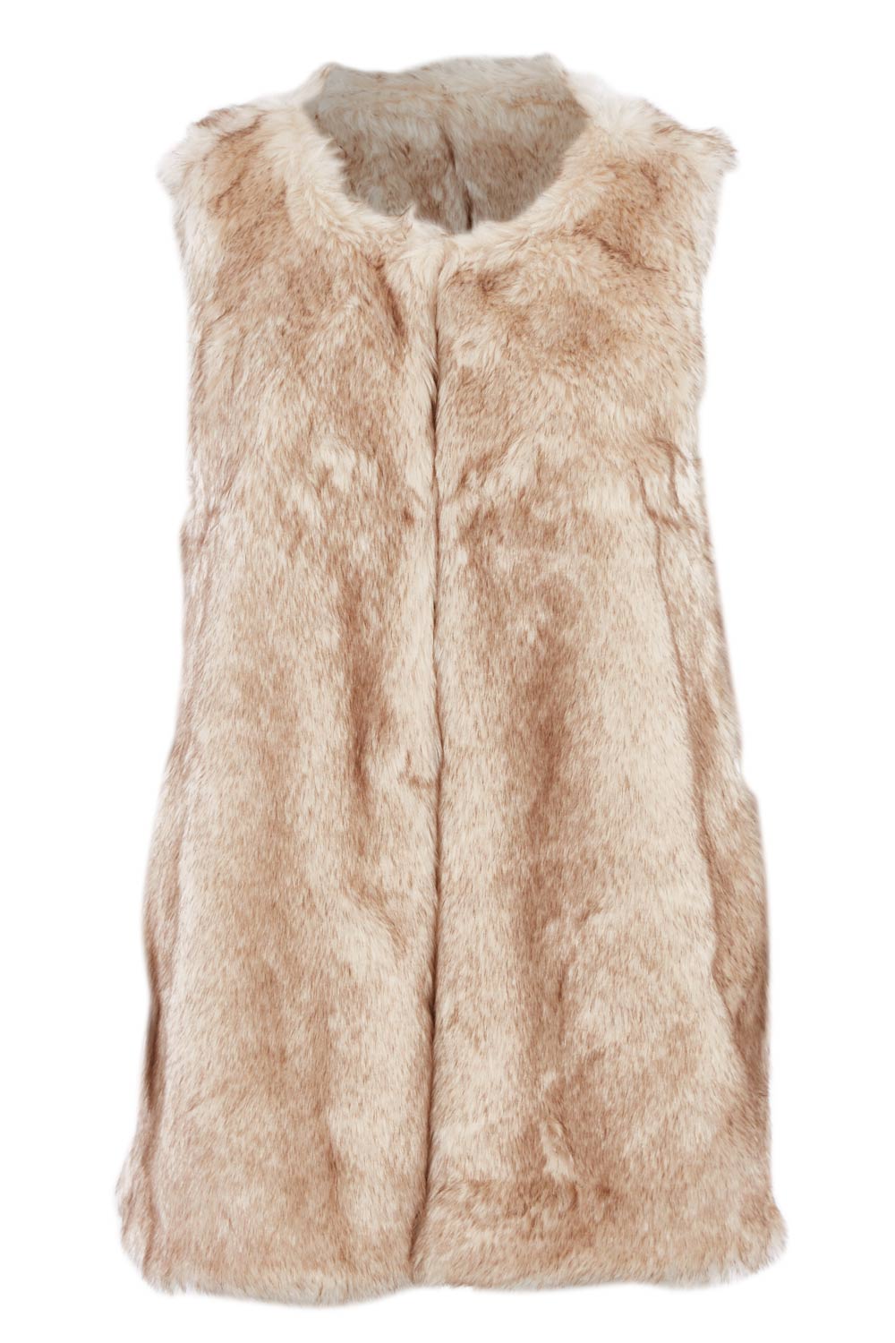 Product shot of the Faux Fur Vest in colour Fur, from the front