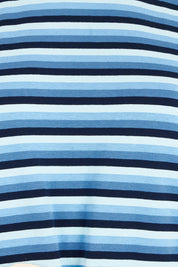 Product shot of the Limon Stripe Cotton Tshirt Dress in colour Indigo (Blue), detail