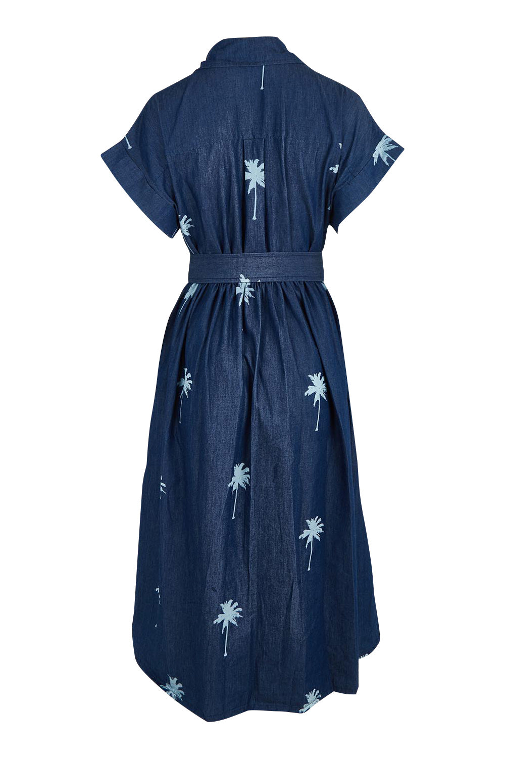 Product shot of the Montego Denim Shirt Dress in colour Indigo (Blue), from the back