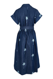 Product shot of the Montego Denim Shirt Dress in colour Indigo (Blue), from the back