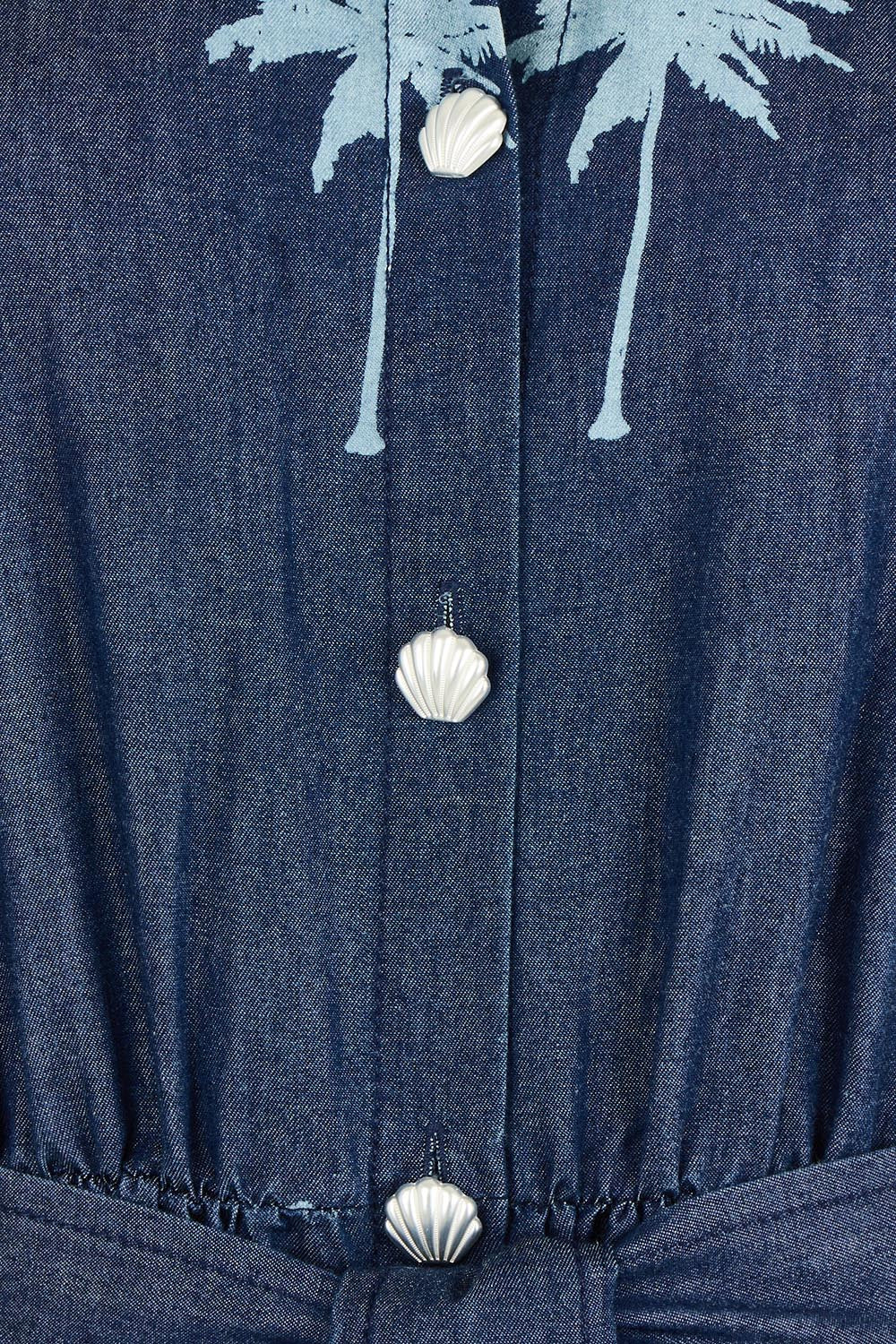 Product shot of the Montego Denim Shirt Dress in colour Indigo (Blue), detail