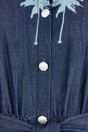 Product shot of the Montego Denim Shirt Dress in colour Indigo (Blue), detail