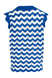 Product shot of the Jamaica Cotton Knit Top in colour Azul, from the back