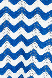 Product shot of the Jamaica Cotton Knit Top in colour Azul, detail