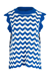 Product shot of the Jamaica Cotton Knit Top in colour Azul, from the front