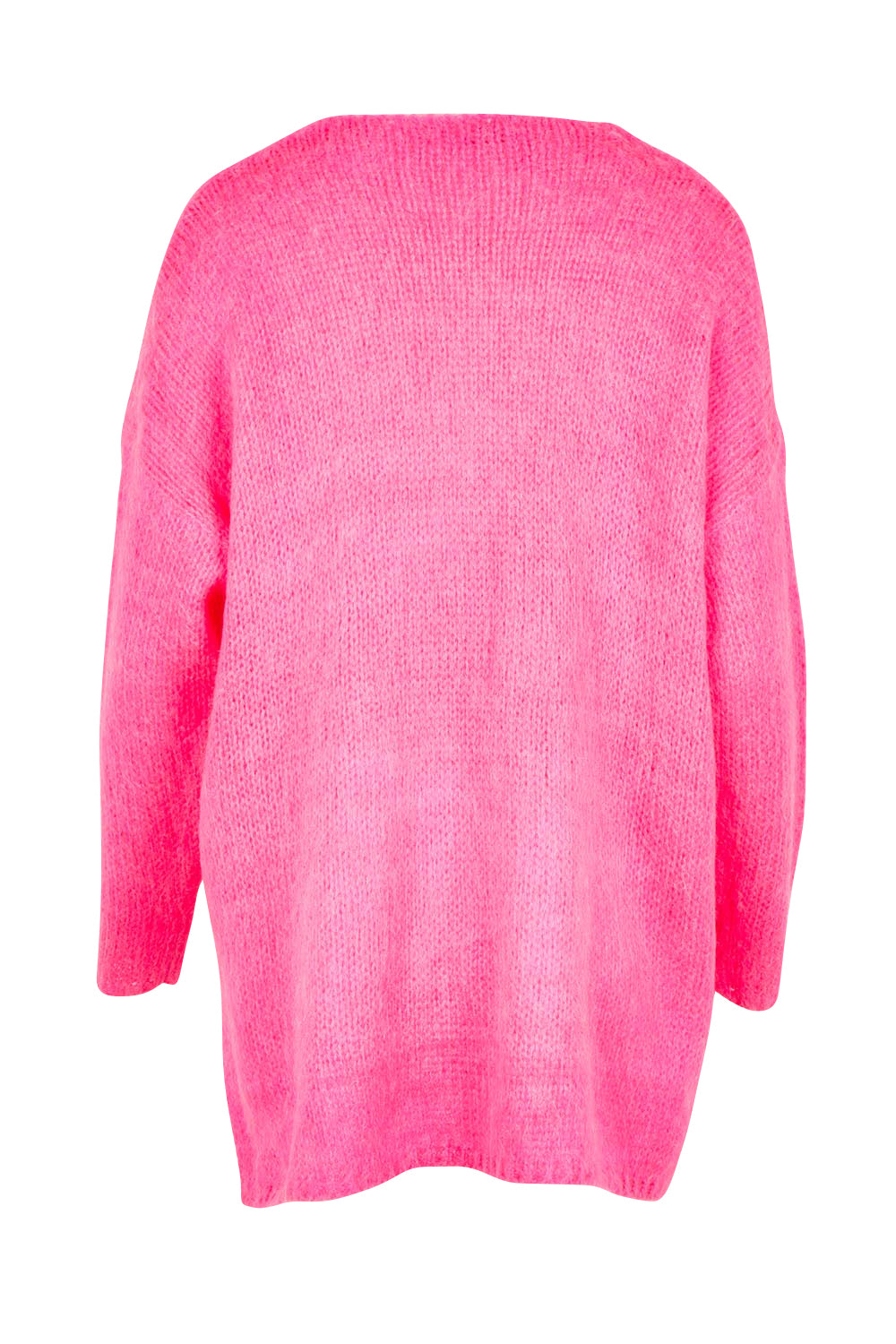 Product shot of the Lyon Relaxed Jumper in colour Hotpink (Pink), from the back