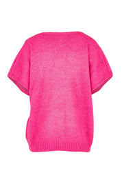 Product shot of the Valenza Knit Vest in colour Hotpink (Pink), from the back