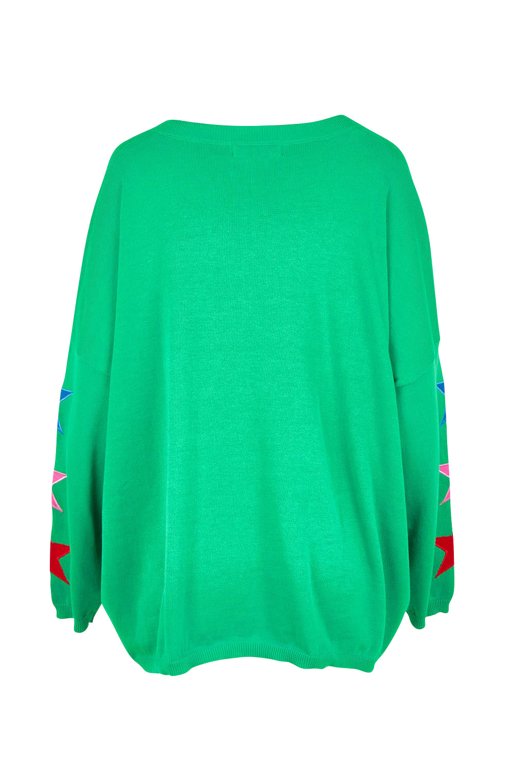 Product shot of the Vermont Star V Neck Jumper in colour Green (Green), from the back