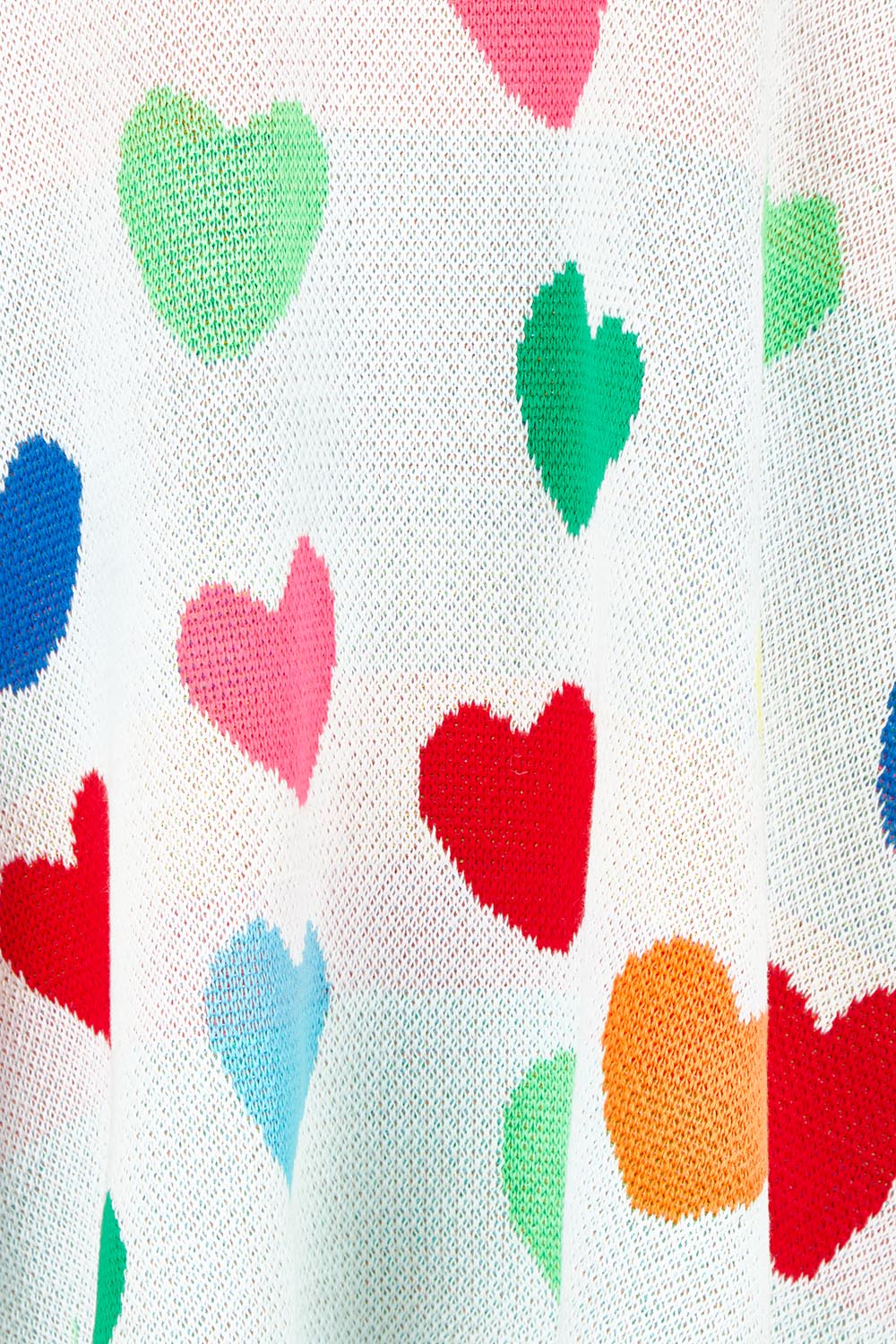 Product shot of the Alaska Relaxed Heart Jumper in colour Rainbow, detail