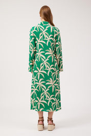 Model Genericm wearing size sample of the Congo Midi Shirt Dress – Palm in colour Palm, from the front