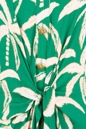 Product shot of the Congo Midi Shirt Dress – Palm in colour Palm, showing detail
