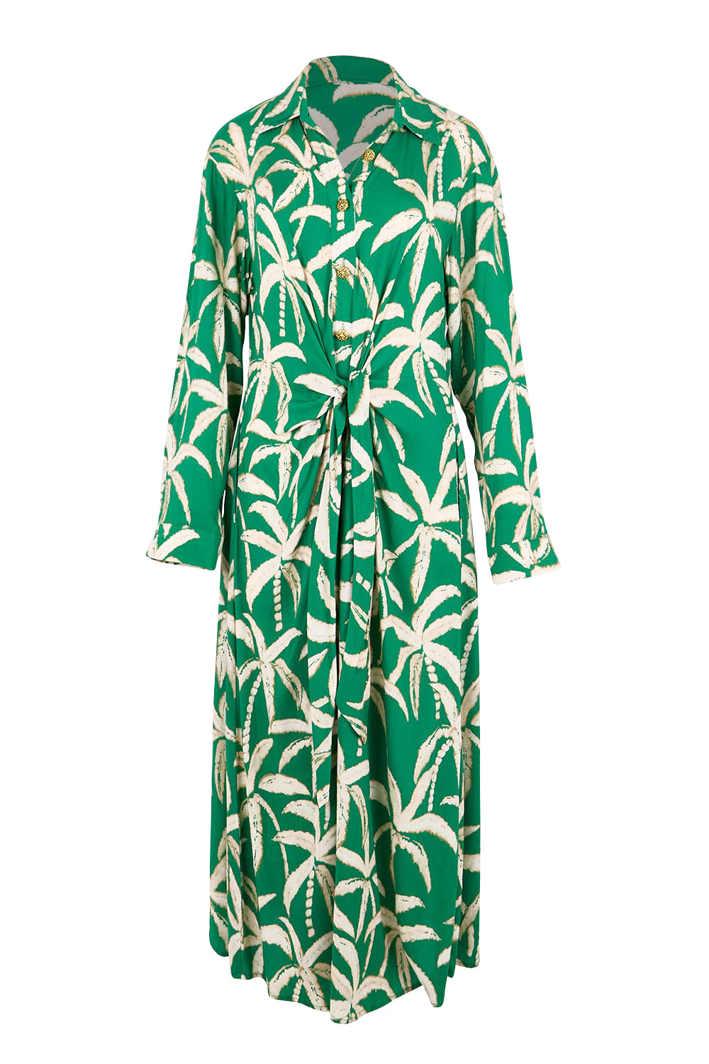 Product shot of the Congo Midi Shirt Dress – Palm in colour Palm, from the front