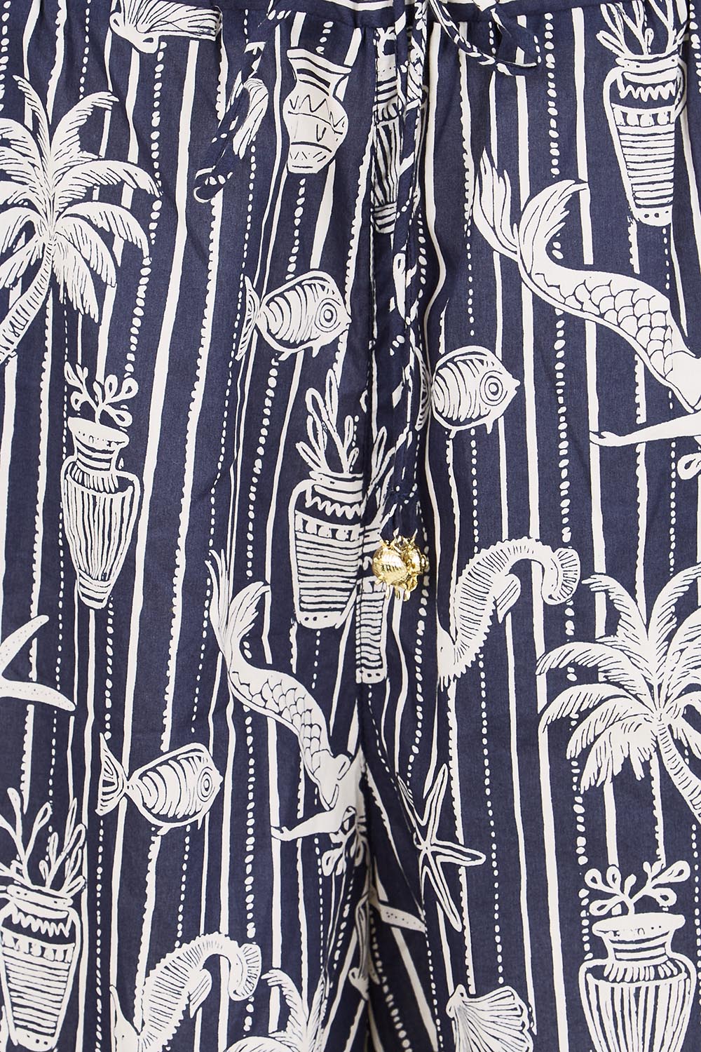 Product shot of the Crete Short – Sea in colour Sea, showing detail