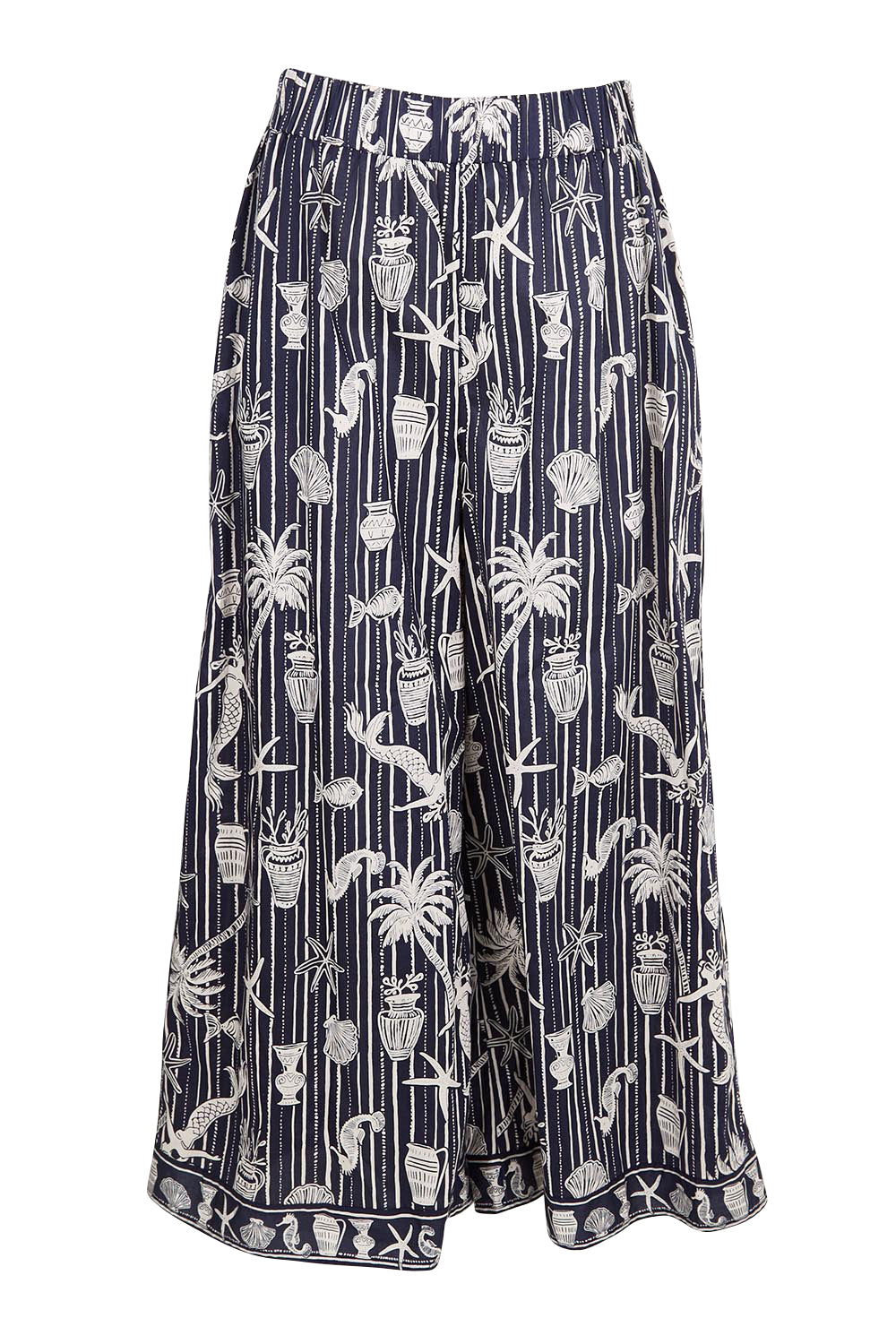 Product shot of the Crete Pant – Sea in colour Sea, from the front