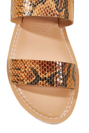 Product shot of the Dakota Leather Sandal in colour Python, detail
