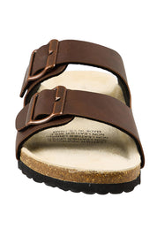 Product shot of the Ibiza Slide - Chocolate in colour Chocolate, showing detail