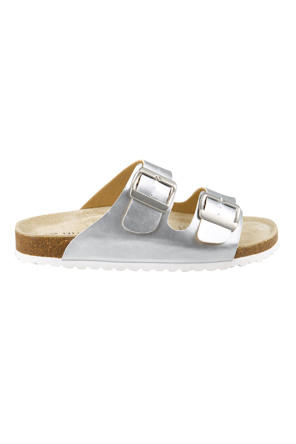 Product shot of the Ibiza Slide - Silver in colour Silver, from the front