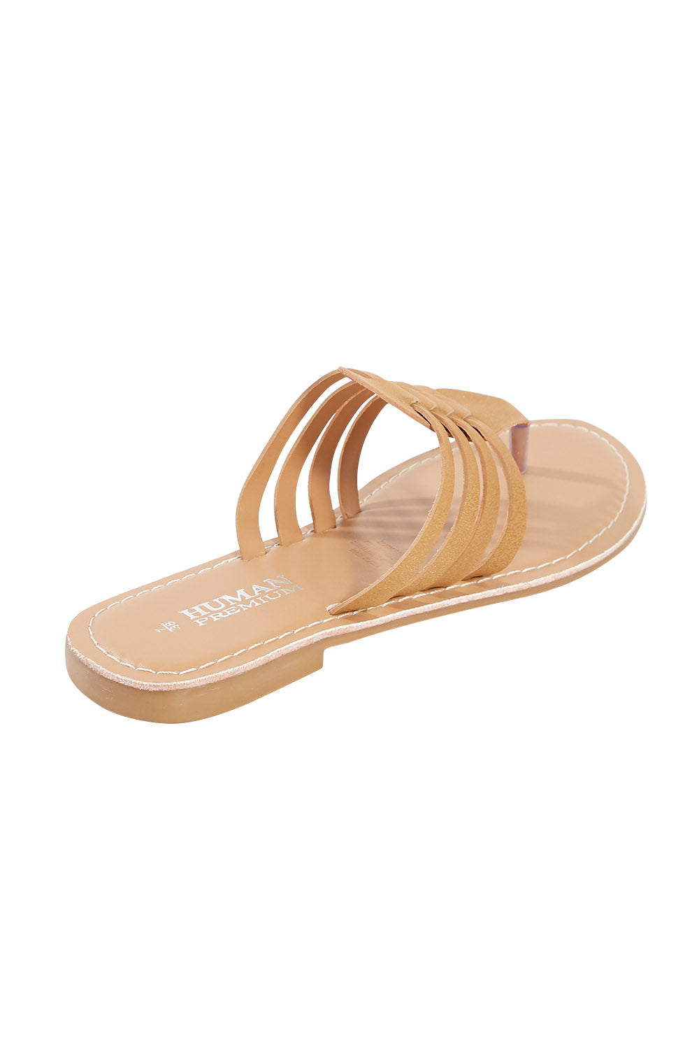 Product shot of the Sonya Thong Sandal in colour Tan, from the back
